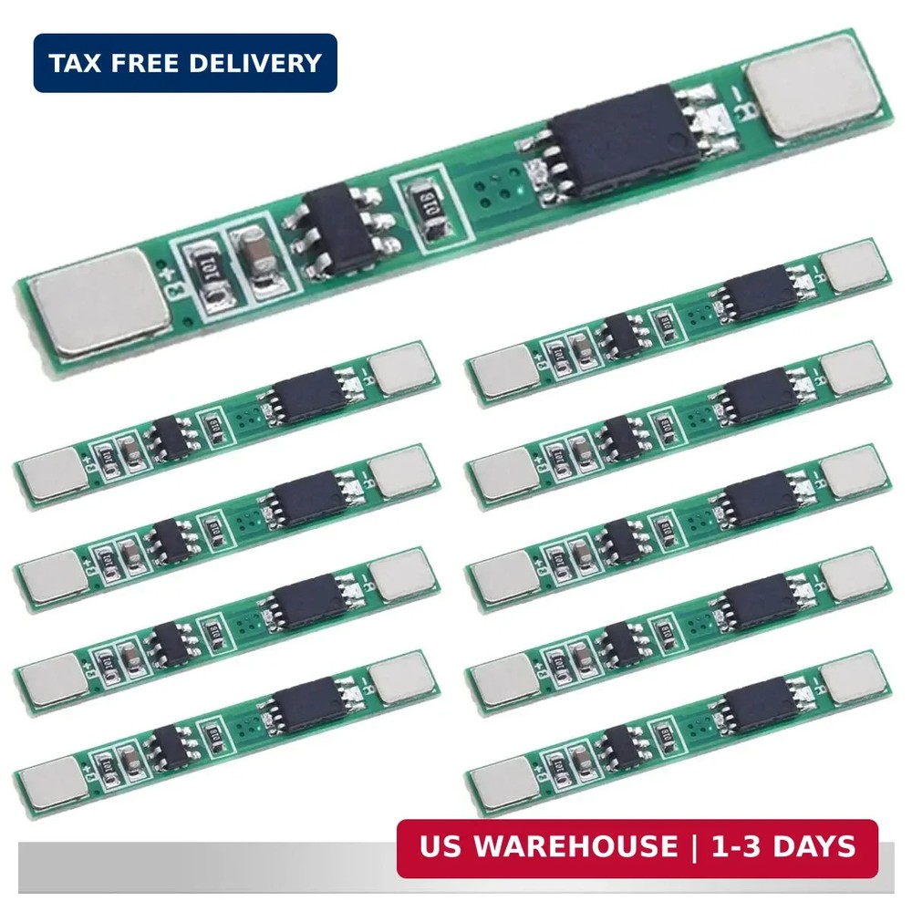 10 Pcs 1S 3.7V 3A Lithium Battery Protection Board BMS PCB Protection Board 1865
