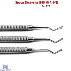 Dental Restorative Spoon Excavator Set of 3 Double Ended Surgical Instruments CE