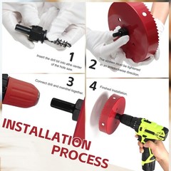 Hole Saw 7 Inch, 32 mm Cutting Depth HSS Bi-Metal for 7 Red