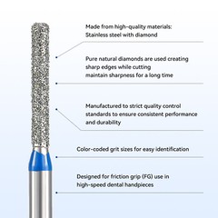 JMU Dental Diamond Burs Flat End Cylinder Medium Grit/ Super Coarse FG 368