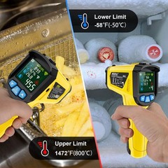 Infrared Thermometer Laser Temperature Gun, -58°F to 1472°F (-50~800°C), Non-…