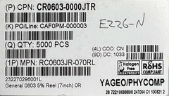 12-pack 0Ω Zero Ohm 0603 SMT/SMD Chip Resistors/Jumpers Yageo RC0603JR-070RL USA