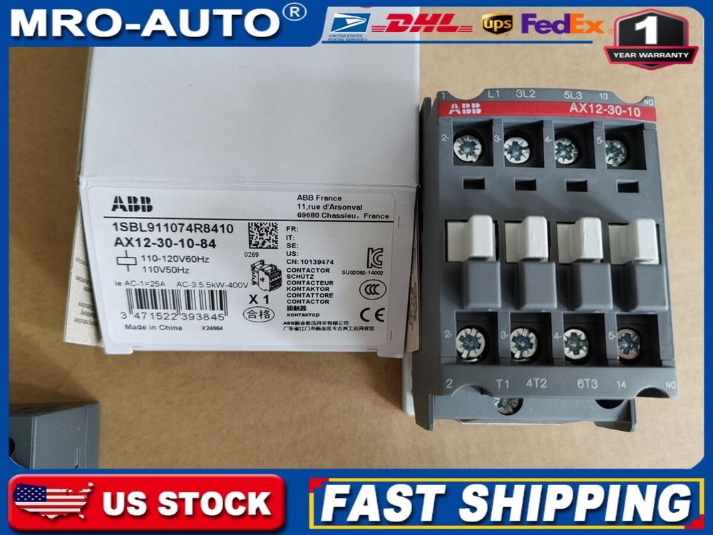 NEW ABB Contactor AX12-30-10-84 AC 110V 50/60Hz AX12-30-10 US Free TAX