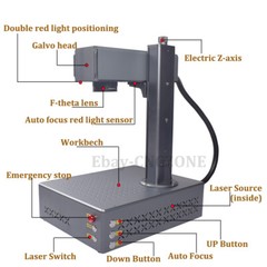 Auto Focus 100W JPT Mopa Fiber Laser Engraver Machine Color Marking Electronic Z