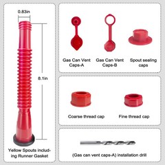 Gas Can Spout Replacement kit, 2 spouts, Anti-Spill Gas Can Nozzle Replacement