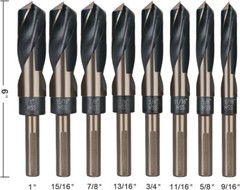 8 PCS HSS Cobalt Silver and Deming Drill Bits Set Large Size 9/16 inch to 1 inch