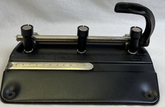 Master Hole Punch 5325B Heavy-Duty 3-Hole Punch Black All Metal Made in USA