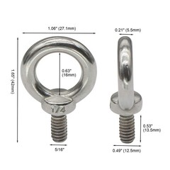 Eye Bolt 5 Pack 1/4 20 X 1 Marine Grade Stainless Steel Lifting Ring Threaded