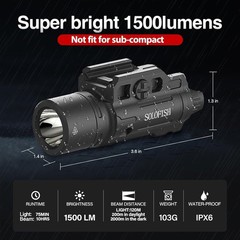 1500lm Slidable Pistol Light and Green Beam Combo with Strobe/Momentary, Rechar