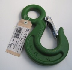 LACLEDE 5 Ton Eye Hoist Hook with Latch – 11,025 lbs – Carbon – Rigging Eye Hook