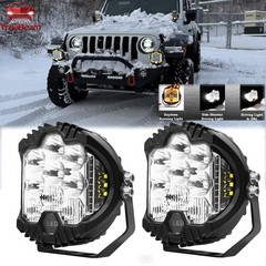 2PCS 5″ inch Round LED Work Lights Bar Amber DRL Pods Fog Lamp Offroad Driving