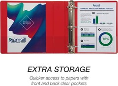 Customizable Eco-Friendly 3 Ring Binder – 625 Page Capacity, Lay-Flat Spine, Red