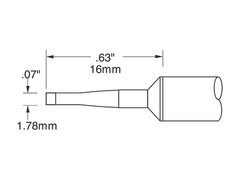 Metcal SSC-642A Cartridge, Chisel, Long, 1.78mm (0.07 In), 60 Deg