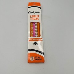 CharCharms Tumbler Straws Orange Halloween 6 Pack Reusable 30oz BPA Free NEW