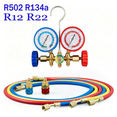 For R502 R134a R12 R22 AC Manifold Gauge Set A/C Refrigeration 3 Way Hose