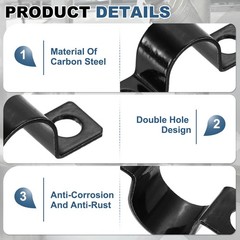 25Pcs 13mm U-Shaped Pipe Clamp Carbon Steel Double Hole Strap Clamp with Screw