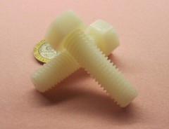 Tap Bolt, FT, Nylon, Metric, Natural M12x 1.75 x 40 mm Length, 10 pc