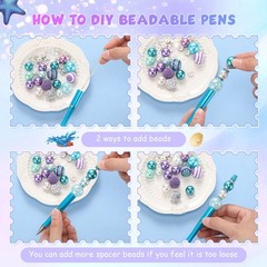 15 Pcs Plastic Beadable Pens Assorted Bead Pens Multicolor Bubblegum Crystal …