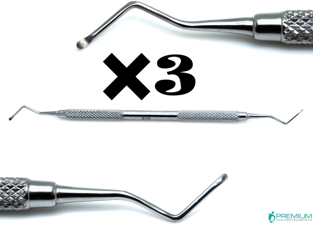 3× Dental Excavator 816-B, Restorative Double Ended Endo Spoon 1.4mm UPGRADED