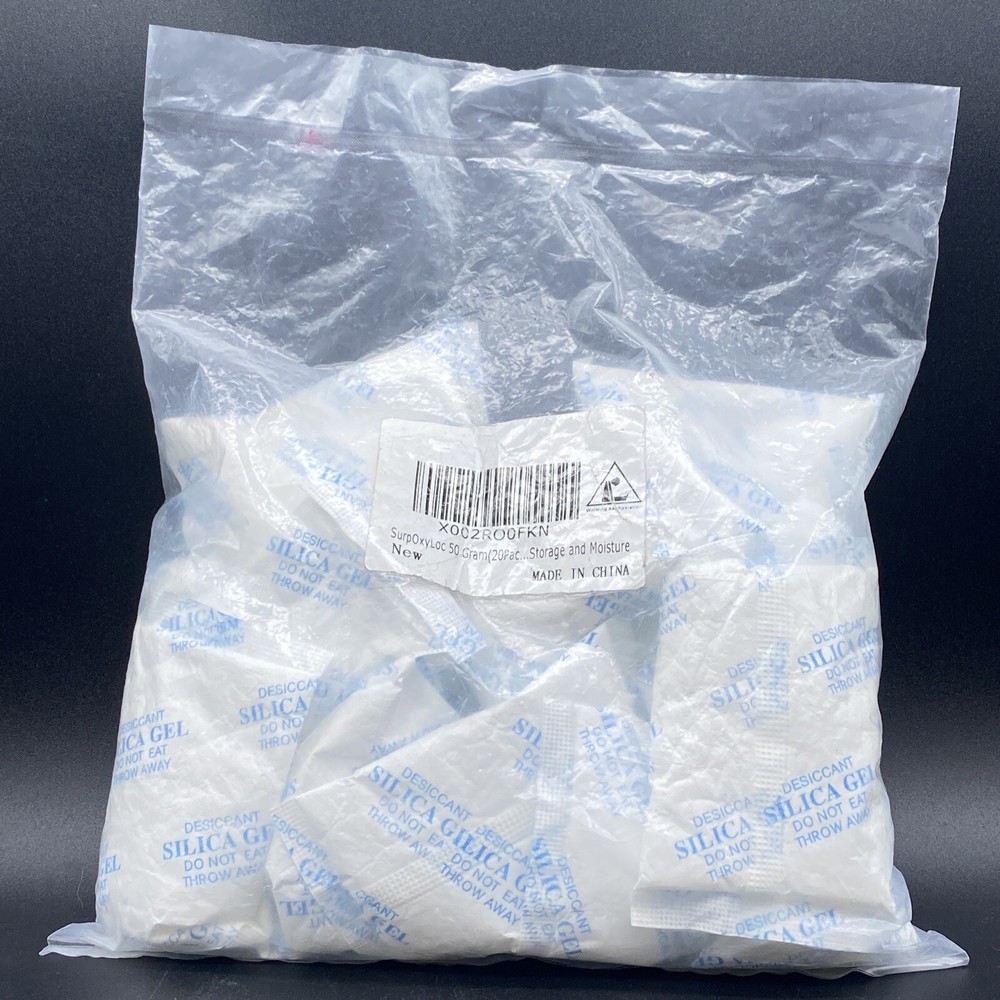 20 EACH–Food Grade 50 Gram Desiccant Silica Gel Moisture Oxygen Absorber Packs