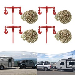 4 Pcs 3/8″-1/2″ Chain and Binder Kit Ratchet Load Binder 10FT Chains Hauling