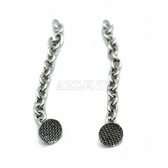 AZDENT Dental Orthodontic Traction Button Chain Round Silver/Gold Plated
