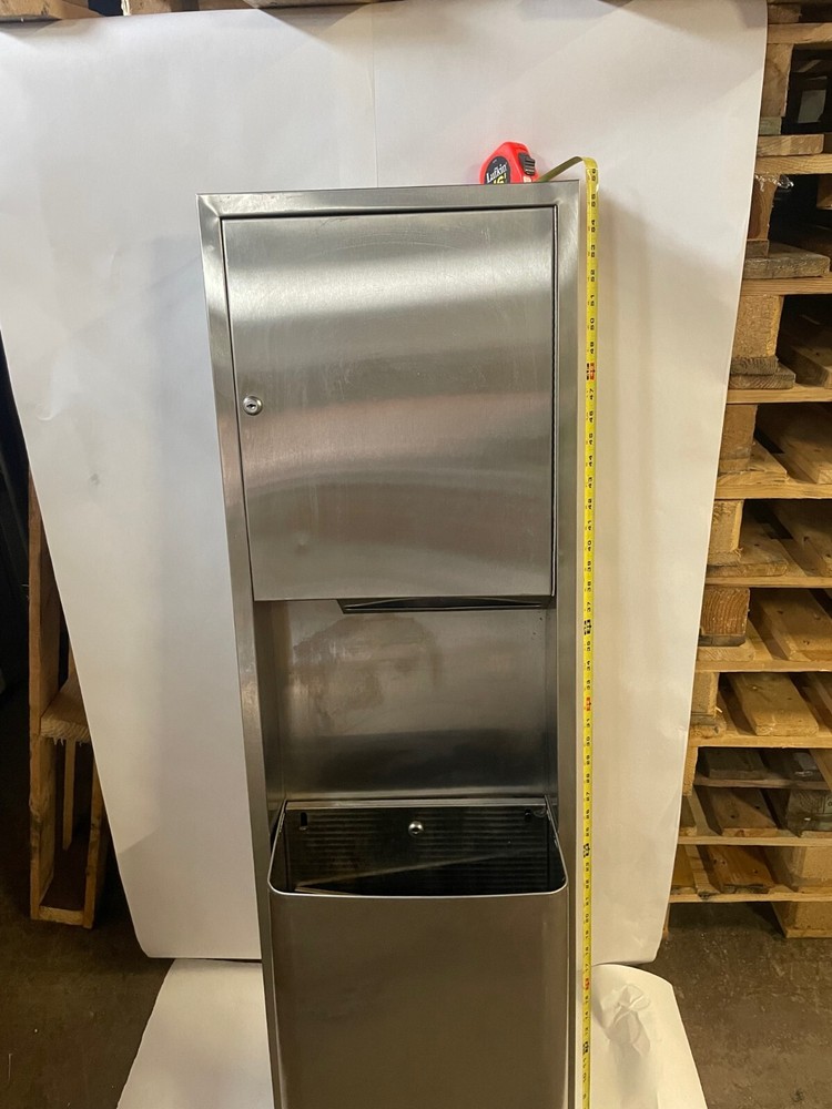Used Steinless Steel Commercial Napkins Dispenser with garbage bin 56 1/2″ x 17″