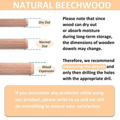 1/4-Inch Wooden Dowel Pins – 200 Pcs Fluted Wood Dowels 1/4 X 1-1/4 Inch