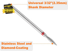 8Pcs 200-230 Grits Diamond Grinding Bit 2Mm Oval Head 2.35Mm Shank 8.5Mm Length