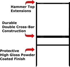 Real Estate Yard Sign Metal Frame, 24 x 24 Slide-In (1) Rider, Black (Pack of 1)