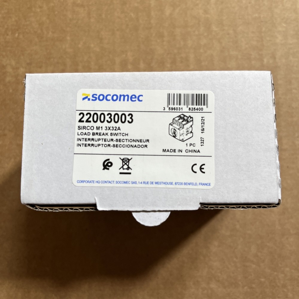 Socomec – Load Break Switch Disconnect – 32A 240-600Vac (22003003)