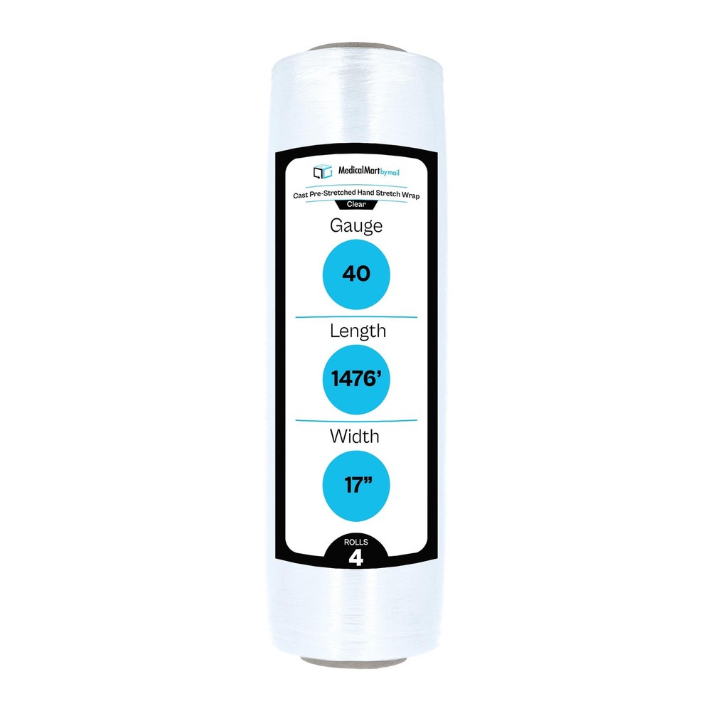 4 Rolls 17″ x 1476′ 40 Gauge Pre-Stretch Hand Shrink Wrap Eco-Friendly Clear