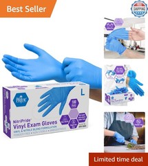 Comfortable Large Blue Nitrile/Vinyl Gloves – 100 Count, Latex-Free, Food-Grade