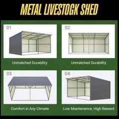 New 20×12 Ft Metal Livestock Shelter Run-in Shed for Cattle Horse Goat Free Ship