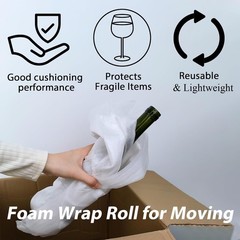 Foam Wrap Roll 10 Inch Wide x 50 FT Length Packing for 50ft, white