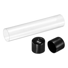 Clear Rigid Acrylic Pipe 47mm ID x 50mm OD 10″ Round Plastic Tube with Cap
