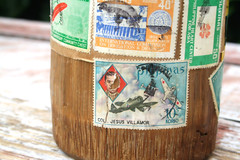 Vintage Mailing Tube Bamboo Coconut Pilipinas Philippines w/Stamps