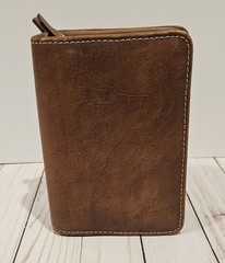 VTG Franklin Covey Brown Full-Grain Leather 2-Zipper Wallet Binder – RARE
