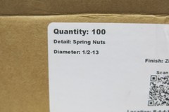(100) Strut Channel Nuts 1/2-13 Standard Spring Zinc Plated Unistrut Nut