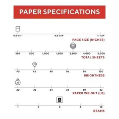 TRU RED 8.5″ x 11″ Copy Paper – 20 lbs, 92 Brightness, 500 Sheets/Ream- 5 Reams
