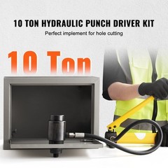 VEVOR 10 Ton Hydraulic Knockout Punch Driver Kit Hole Tool 1/2″-2″ with 6 Dies