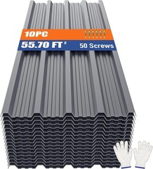 Durable 10-Pack Grey Galvanized Steel Roof Panels – UV & Corrosion Resistant