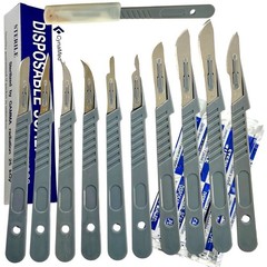New Disposable Scalpel Blades With Plastic Handle ( Box of 10 ) Sterile Surgical