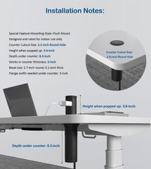 2.5 inch Hole Pop up Outlet for Countertop,20W 4 Outets & 4 USB Ports, Black 15A
