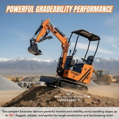 Free Ship TYPHON TYRANT X 1Ton Mini Excavator USA 13.5HP include 12 Attachments