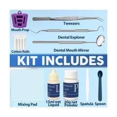 Zinc Oxide Eugenol Dental Cement Tooth Repair kit for Broken Teeth, Temporary…