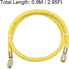 Charging Hose Tube 0.9M Length 1/4 SAE Thread 500PSI for AC Refrigeration Yellow