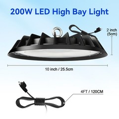200W UFO Led High Bay Light Shop Industrial Commercial Factory Warehouse 6000K