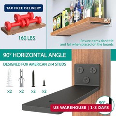 Goovilla Heavy Duty Floating Shelf Brackets 6 Inch for 2×4″ Wood Stud, 4 Pack L