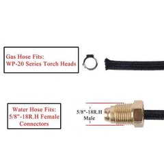 3.8m(12.5ft)/7.6m(25ft) TIG Torch Argon-Cooled Hose for WP 20 w/ 5/8″-18R.H